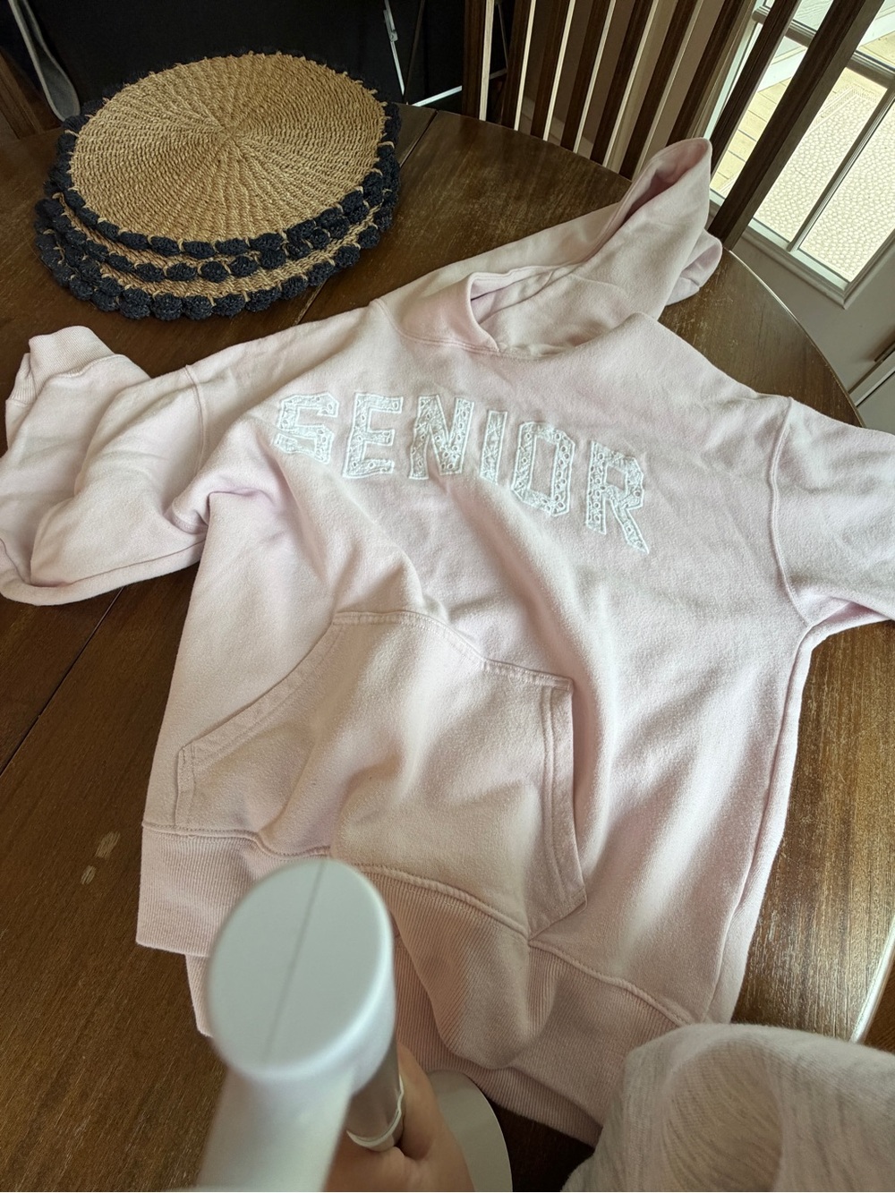Hollister Pink and White Senior Hoodie